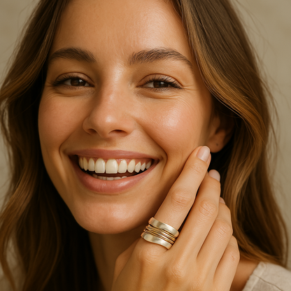 Silberner Ring mit goldenen Fäden